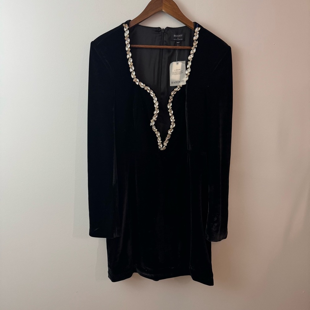 Bardot Audrina Velvet Mini Dress | Anthropologie | NWT | Size 12 | Black - Picture 4 of 12
